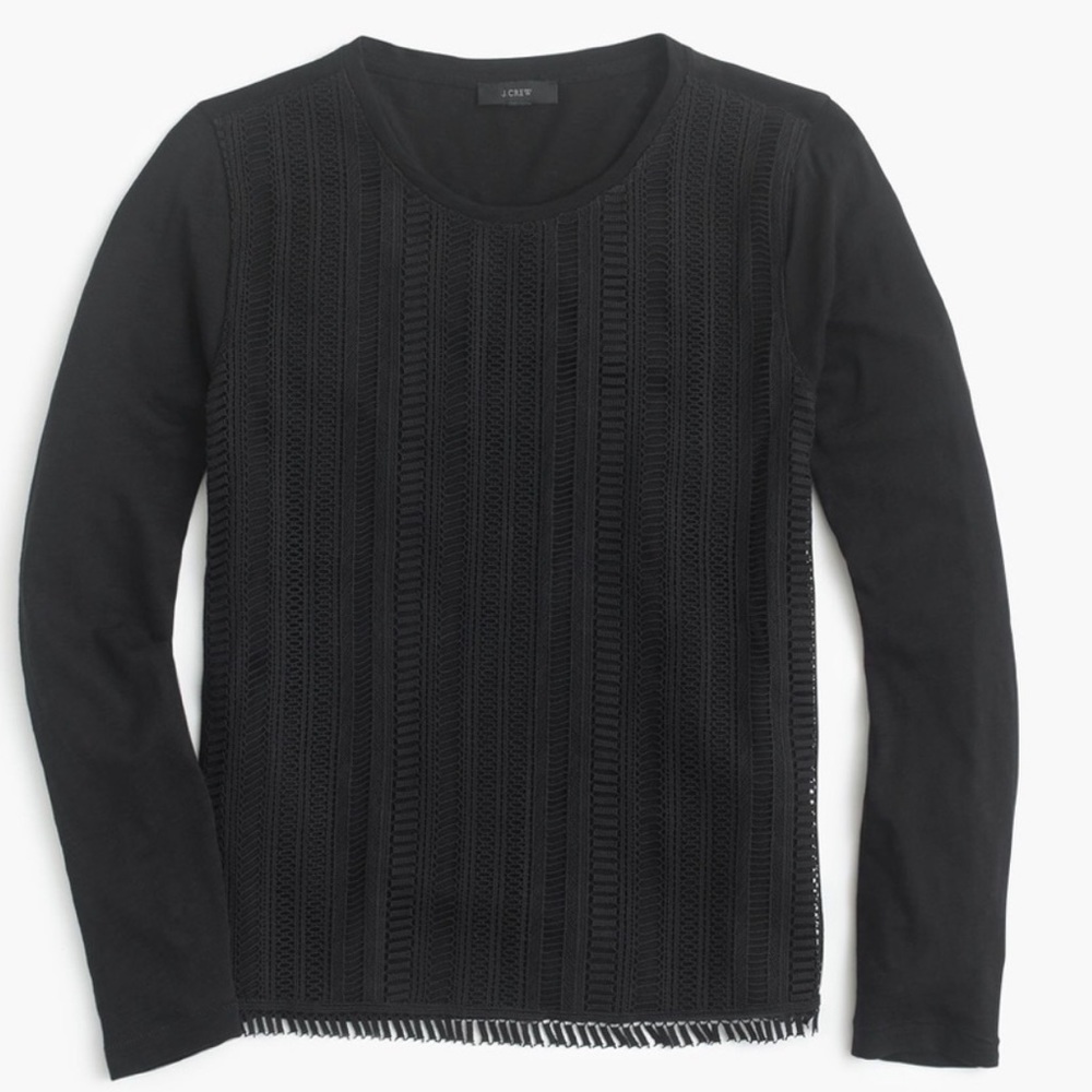 J. Crew Lace Front Long Sleeve T-Shirt | Black